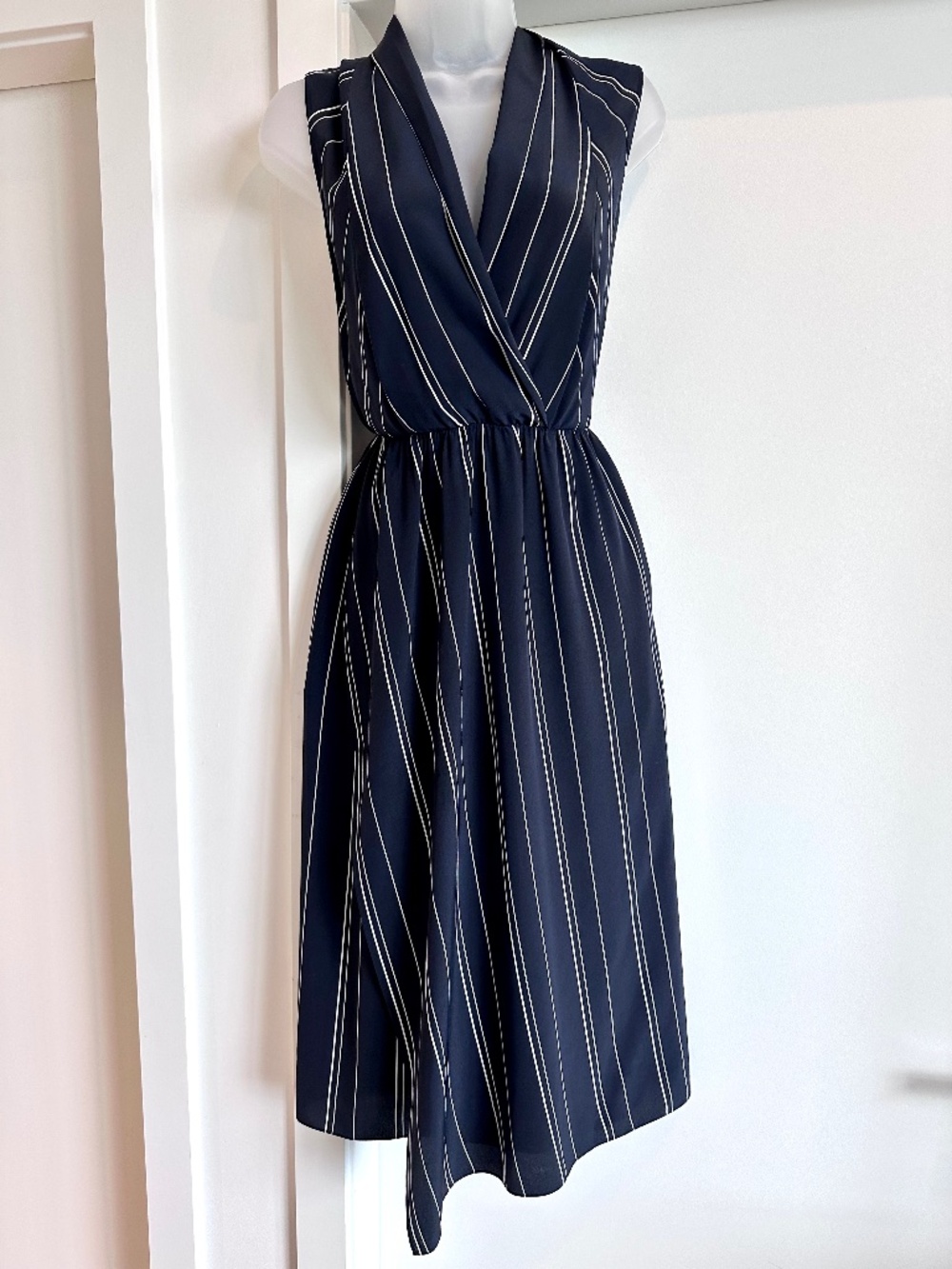 VINCE navy & white nautical striped dress
